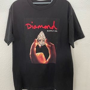 DIAMOND SUPPLY CO. GET YOUR SHINE ON- BLACK-Cotton Blend T-shirt (Medium)